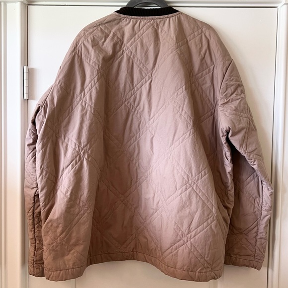 Free People Linear Quilted Bomber Jacket Oversized Blush with Pockets - Picture 7 of 11